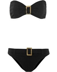 Lisa Marie Fernandez Bandeau-Bikini aus Seersucker - Schwarz