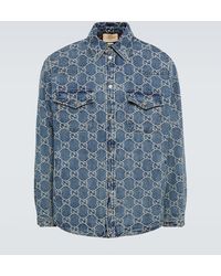 Gucci - Camicia di jeans in jacquard GG - Lyst
