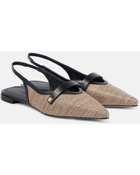 Max Mara - Leather-Trimmed Slingback Flats - Lyst