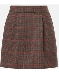 Chloé - Checked Virgin Wool Miniskirt - Lyst