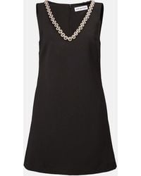 Self-Portrait - Crepe Crystal Trim Mini Dress - Lyst