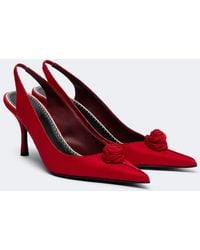 Magda Butrym - Floral-Applique Satin Slingback Pumps - Lyst
