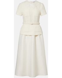 Self-Portrait - Paneled Boucle And Taffeta Midi Dress - Lyst