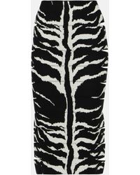 Alaïa - Zebra-printed High-rise Midi Skirt - Lyst