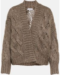 Brunello Cucinelli - Cable-knit Mohair-blend Cardigan - Lyst
