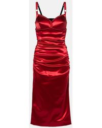Dolce & Gabbana - Dolce&Gabbana Draped Satin Calf-Length Dress With Conical Cups - Lyst