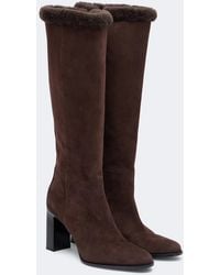 Jimmy Choo - Bibi Shearling-Trimmed Suede Knee-High Boots - Lyst