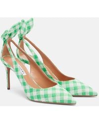 Aquazzura - Bow Tie Bow-Detail Checked Pumps - Lyst