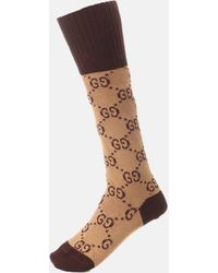Gucci - Monogram-pattern Stretch-cotton Blend Socks - Lyst