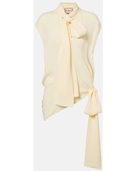 Plan C - Asymmetric Tie-Neck Blouse - Lyst