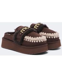 Mou - Shearling-Lined Suede Platform Mules - Lyst