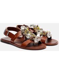 Dries Van Noten - Embellished Leather Slingback Sandals - Lyst