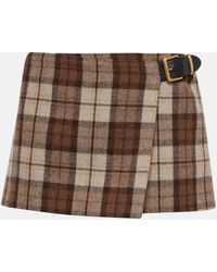Miu Miu - Checked Low-rise Wool-blend Miniskirt - Lyst