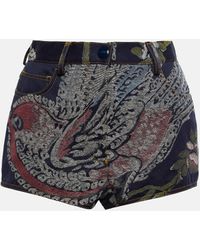 Etro - Embroidered High-rise Denim Shorts - Lyst