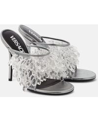 Versace - Embellished Pvc Mules - Lyst