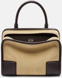 Loewe - Amazona 180 Leather-Trimmed Suede Top-Handle Bag - Lyst