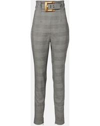Balmain - Prince Of Wales Wool-Blend Slim Pants - Lyst