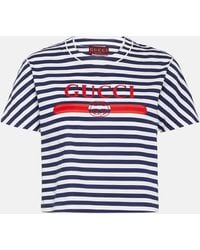 Gucci - Logo Striped Cotton Jersey T-shirt - Lyst