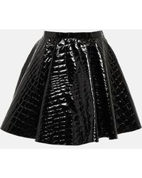 Alaïa - Alaia Pleated Croc-effect Miniskirt - Lyst