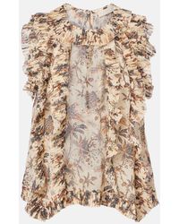 Ulla Johnson - Sabra Printed Silk-Blend Chiffon Top - Lyst