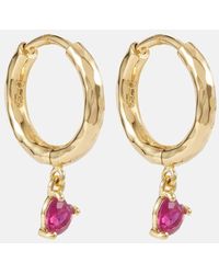 Octavia Elizabeth - Charmed Micro Gabby 18kt Gold Hoop Earrings With Ruby - Lyst