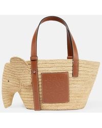 Loewe - Elephant Small Raffia Basket Bag - Lyst