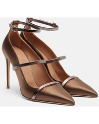 Malone Souliers - Diaz 100 Leather-Trimmed Satin Pumps - Lyst