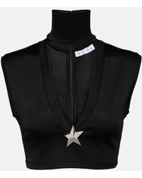 Area - Star Stud Ribbed-Knit Crop Top - Lyst