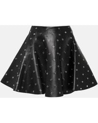 Alaïa - Eyelet Embellished Leather Miniskirt - Lyst