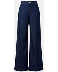 7 For All Mankind - Pleated High-Rise Wide-Leg Jeans - Lyst