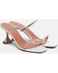AMINA MUADDI - Gilda 70 Embellished Satin Mules - Lyst