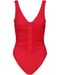 Karla Colletto V-neck Swimsuit - Red