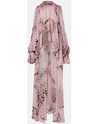 Blumarine - Printed Asymmetric Georgette Blouse - Lyst