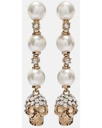 McQueen - Skull Crystal-Embellished Drop Earrings - Lyst