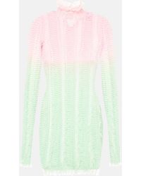 Roberta Einer - Angel Printed Tulle-Trimmed Minidress - Lyst