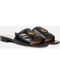 Gucci Double G Leather Sandals in Brown | Lyst