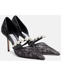 Jimmy Choo - Aurelie 85 Lace And Leather Pumps - Lyst
