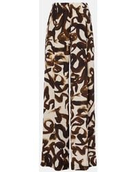 Dries Van Noten - Printed High-Rise Wide-Leg Pants - Lyst