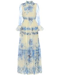 Valentino Abito lungo in organza di seta - Blu
