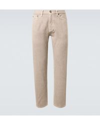 ZEGNA - Gerade Hose Aus Baumwolle Mit Leder - Lyst