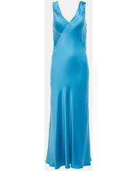 Asceno - Bordeaux Silk Slip Dress - Lyst