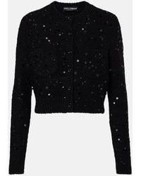 Dolce & Gabbana - Cardigan En Laine Melangee A Sequins - Lyst