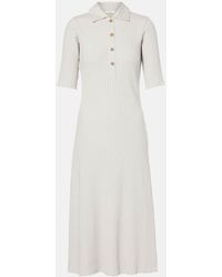 Vince - Ribbed-Knit Cotton-Blend Polo Dress - Lyst