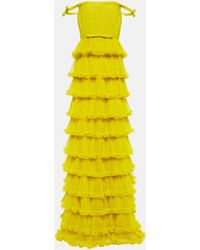 Giambattista Valli Tiered Tulle Gown - Yellow