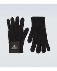 Prada - Ribbed-Knit Wool And Cashmere Gloves - Lyst