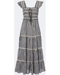 RIXO London - Chandra Checked Tiered Cotton Midi Dress - Lyst