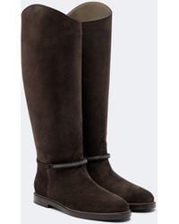 Brunello Cucinelli - Monili Suede Knee-High Boots - Lyst