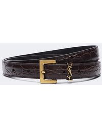 Saint Laurent - Cassandre Croc-Effect Leather Belt - Lyst