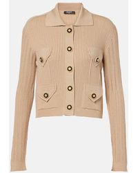 Balmain - Openwork Ribbed Knit Cardigan With Trompe-L'Œil P - Lyst