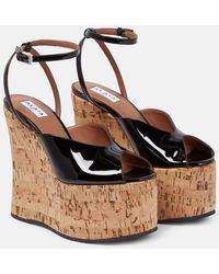 Alaïa - Patent Leather Wedge Sandals - Lyst